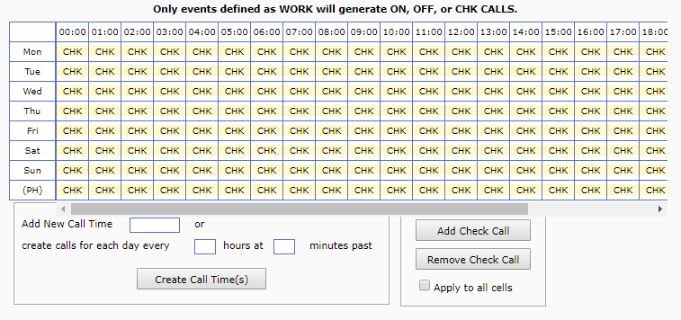 Check Call Table