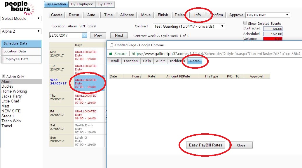 Easy PayBill in Info from within Schedule screen