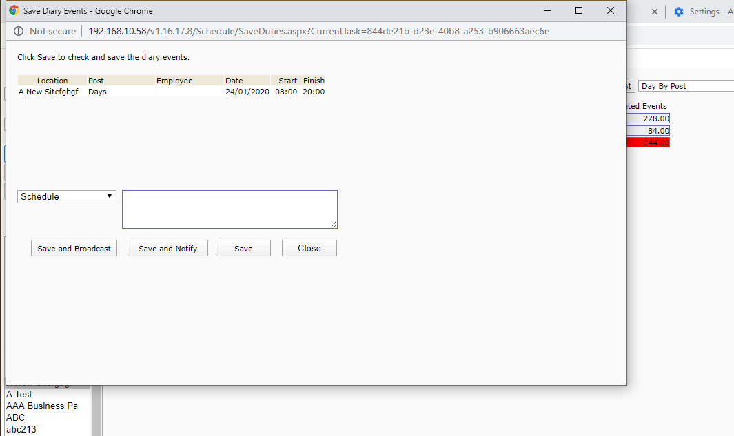 7 - The Save and Broadcast button is now available and should be clicked to commence the broadcast selection process