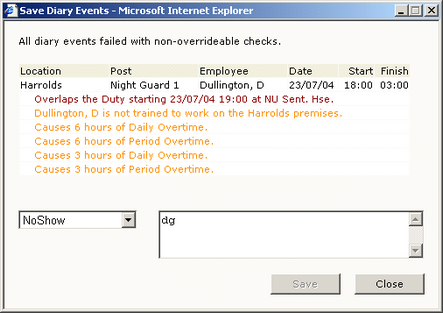 Reported Conflicts or Check Fails