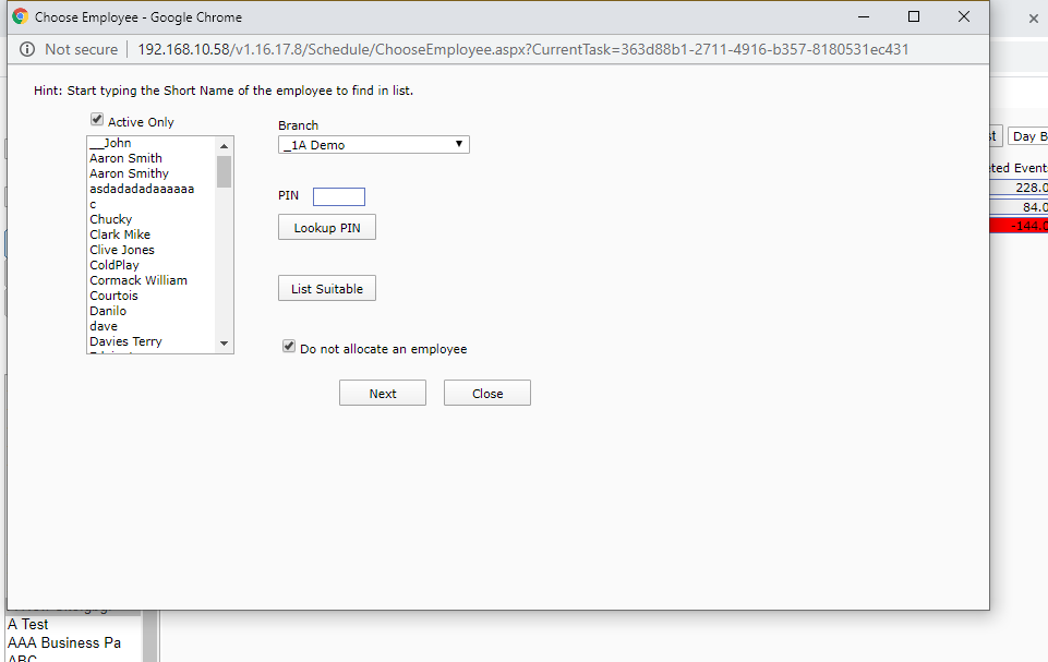 5 - Do not allocate an employee to the duty, leave the allocation blank or click Do Not Allocate An Employee