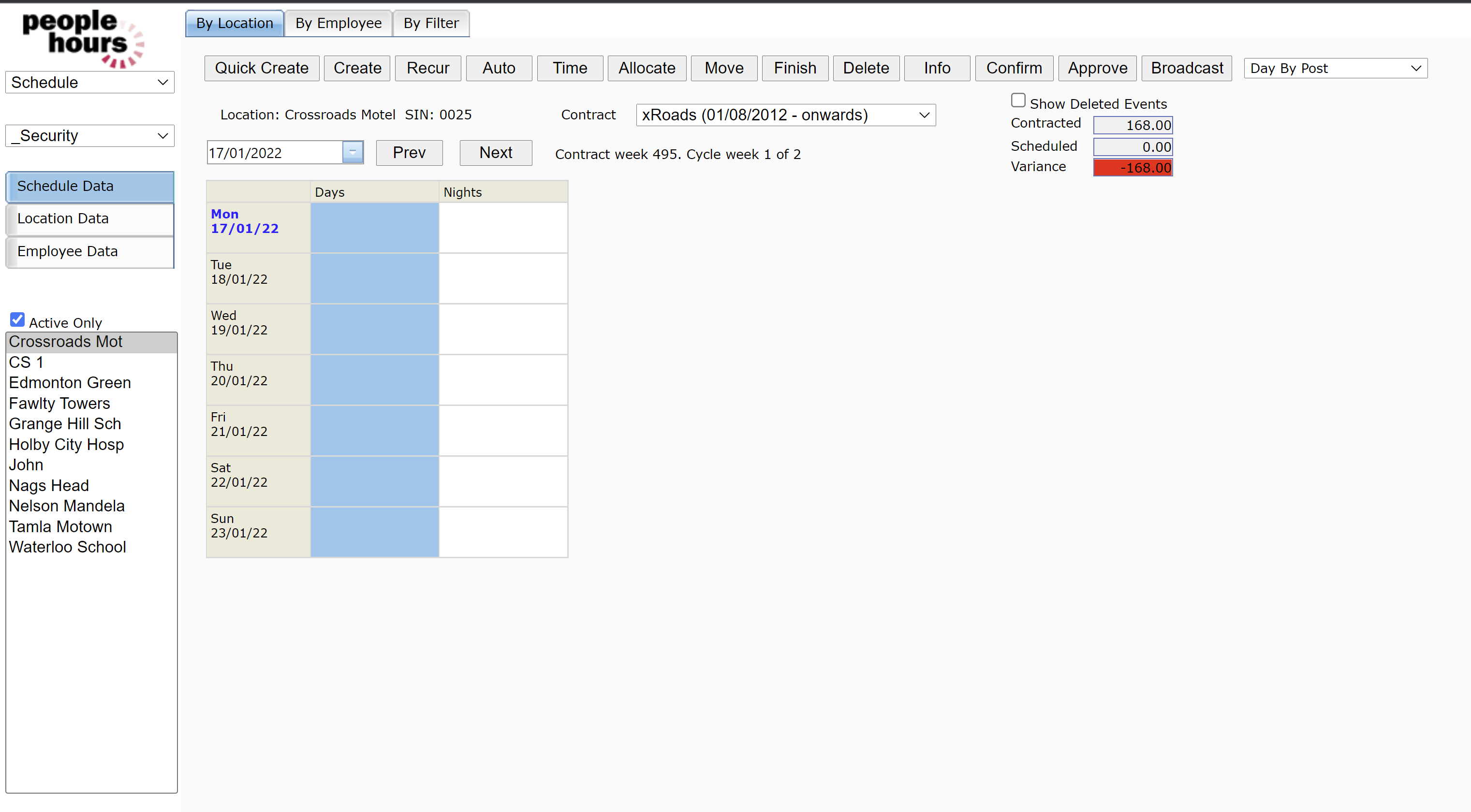 Schedule Screen 