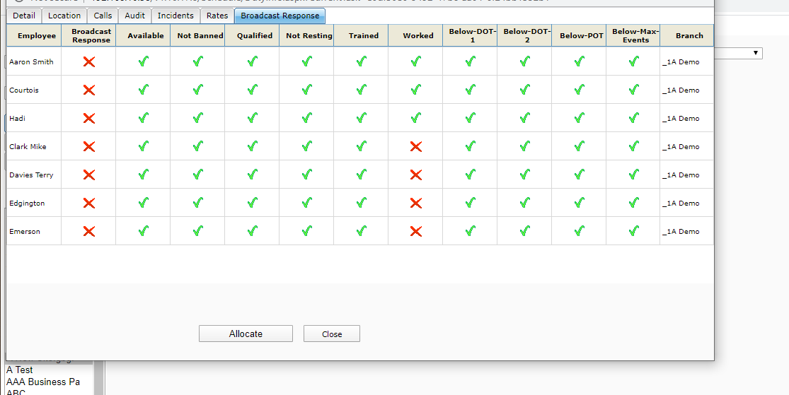 2 - The broadcast response tab will now be available, click this to view employee responses.
