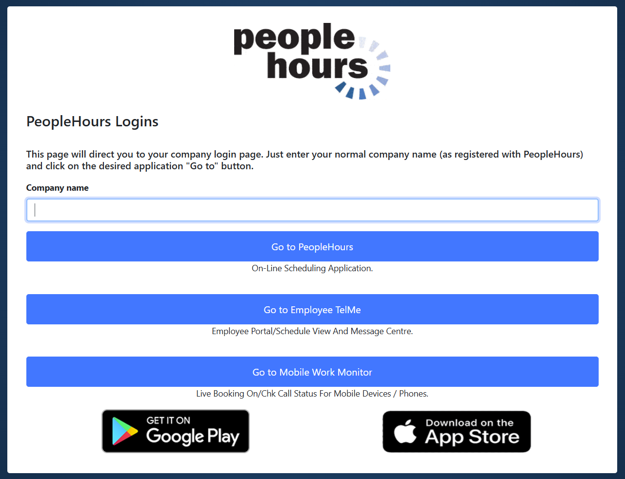 Log on menu