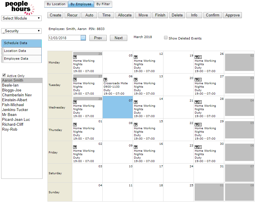 Schedule by Employee