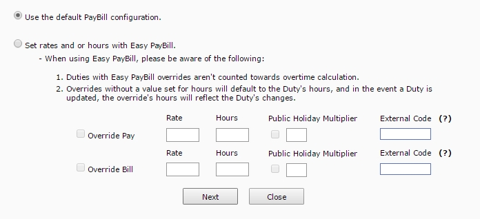 Easy PayBill Settings