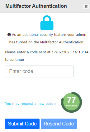 MFA Enter Code