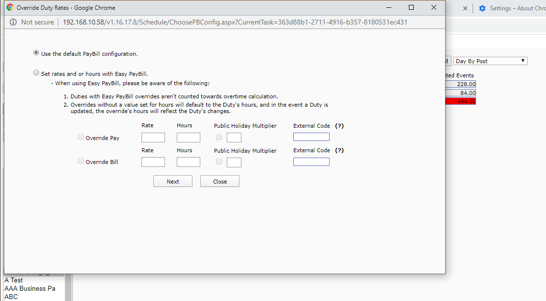 6 - Easy PayBill settings can be set as required. (Note you may not see this step if you do not have the required permissions.)