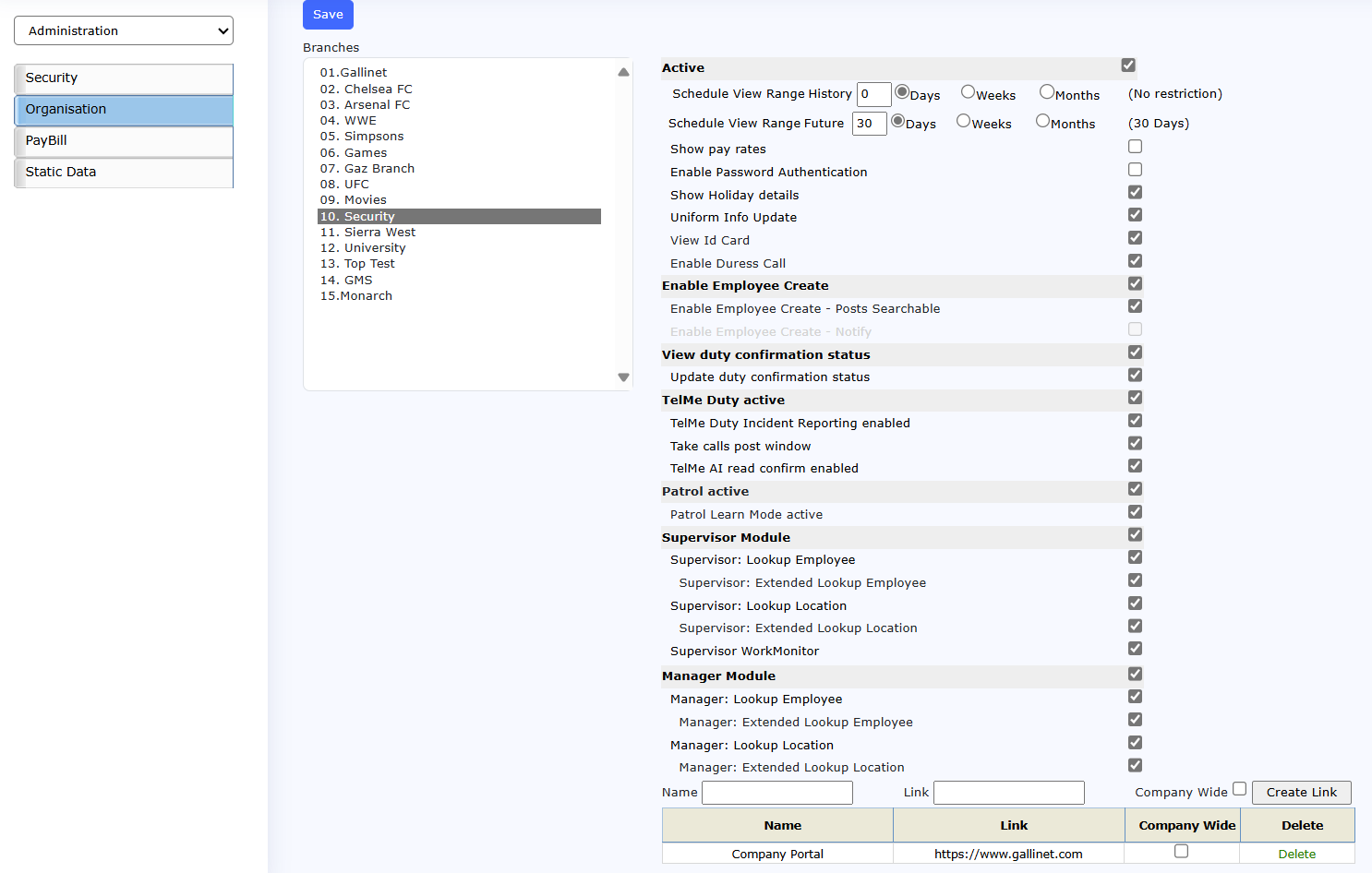 TelMe Branch Options