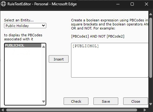 Rules Text Window