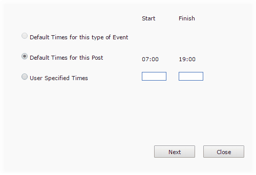 Choose Event Times