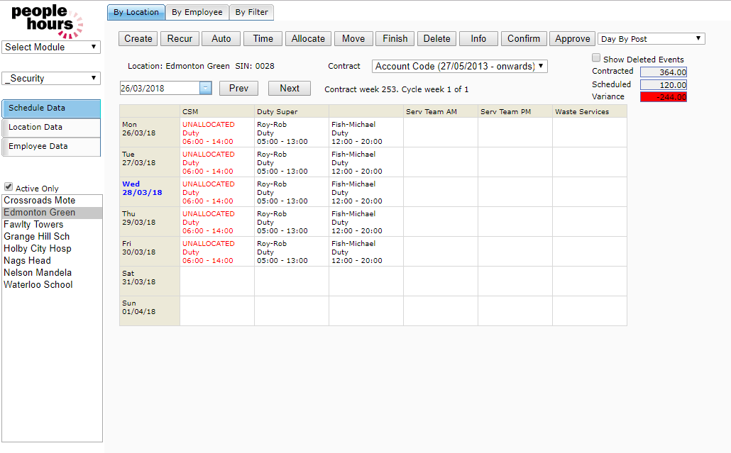 Select Unallocated Event(s)
