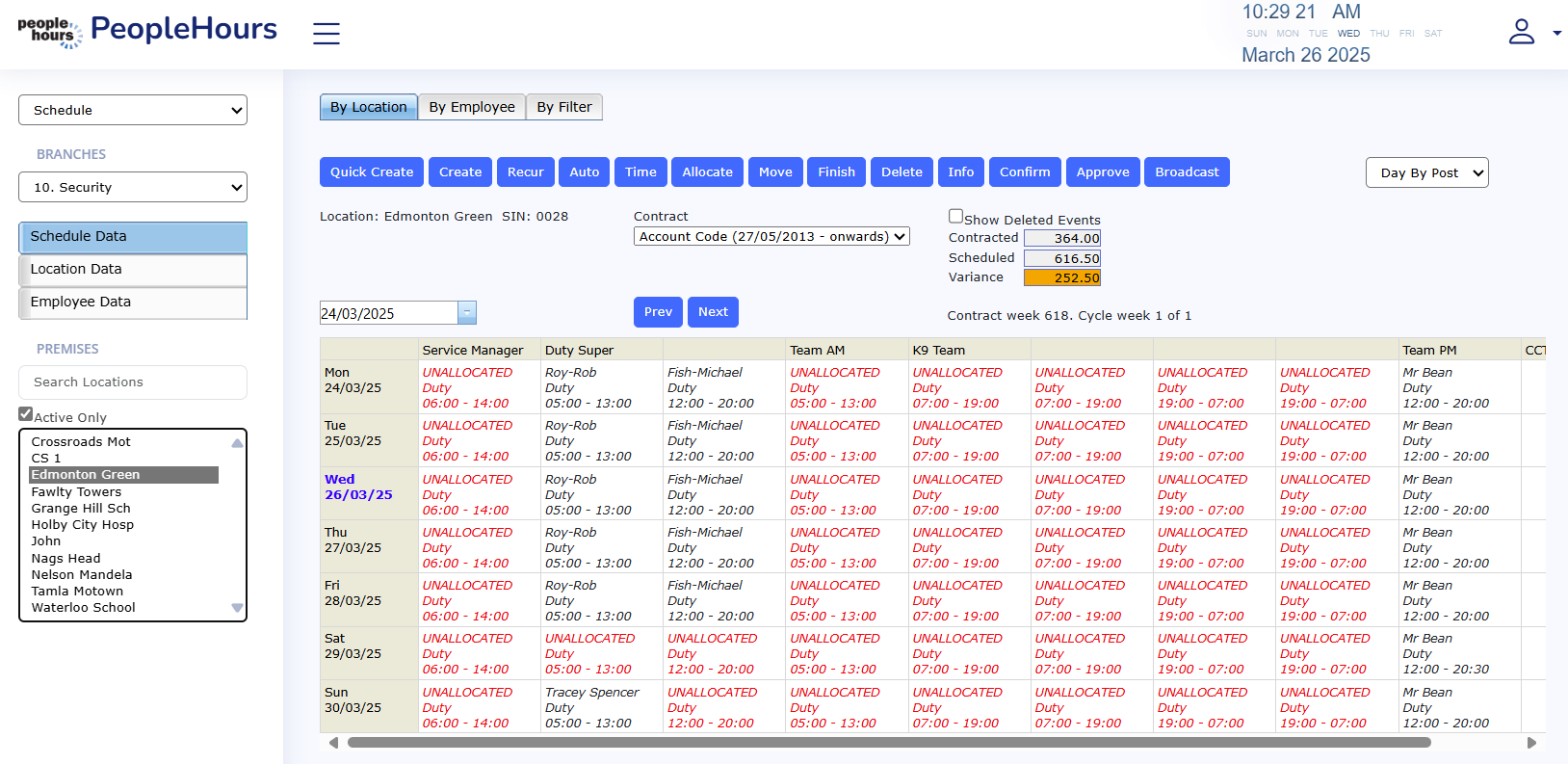 Schedule View