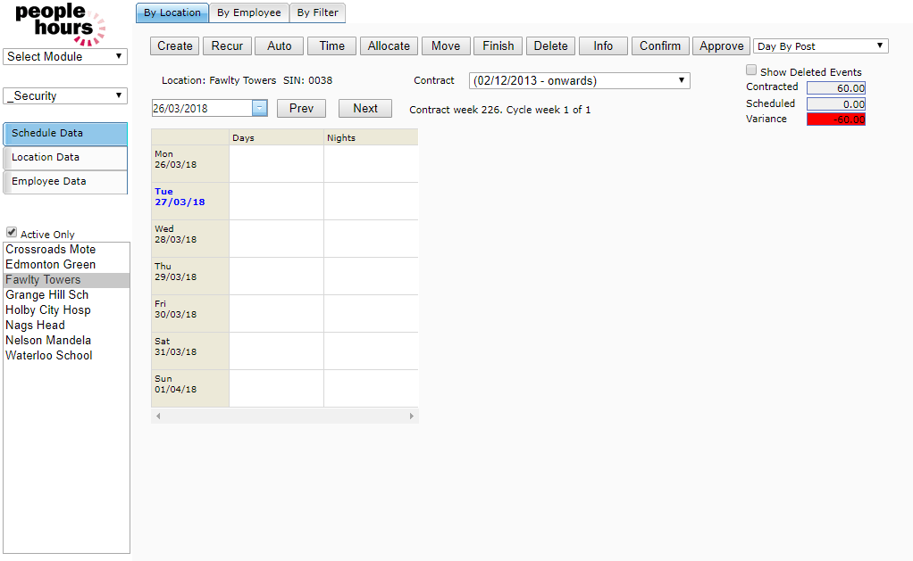 Schedule View No Duties