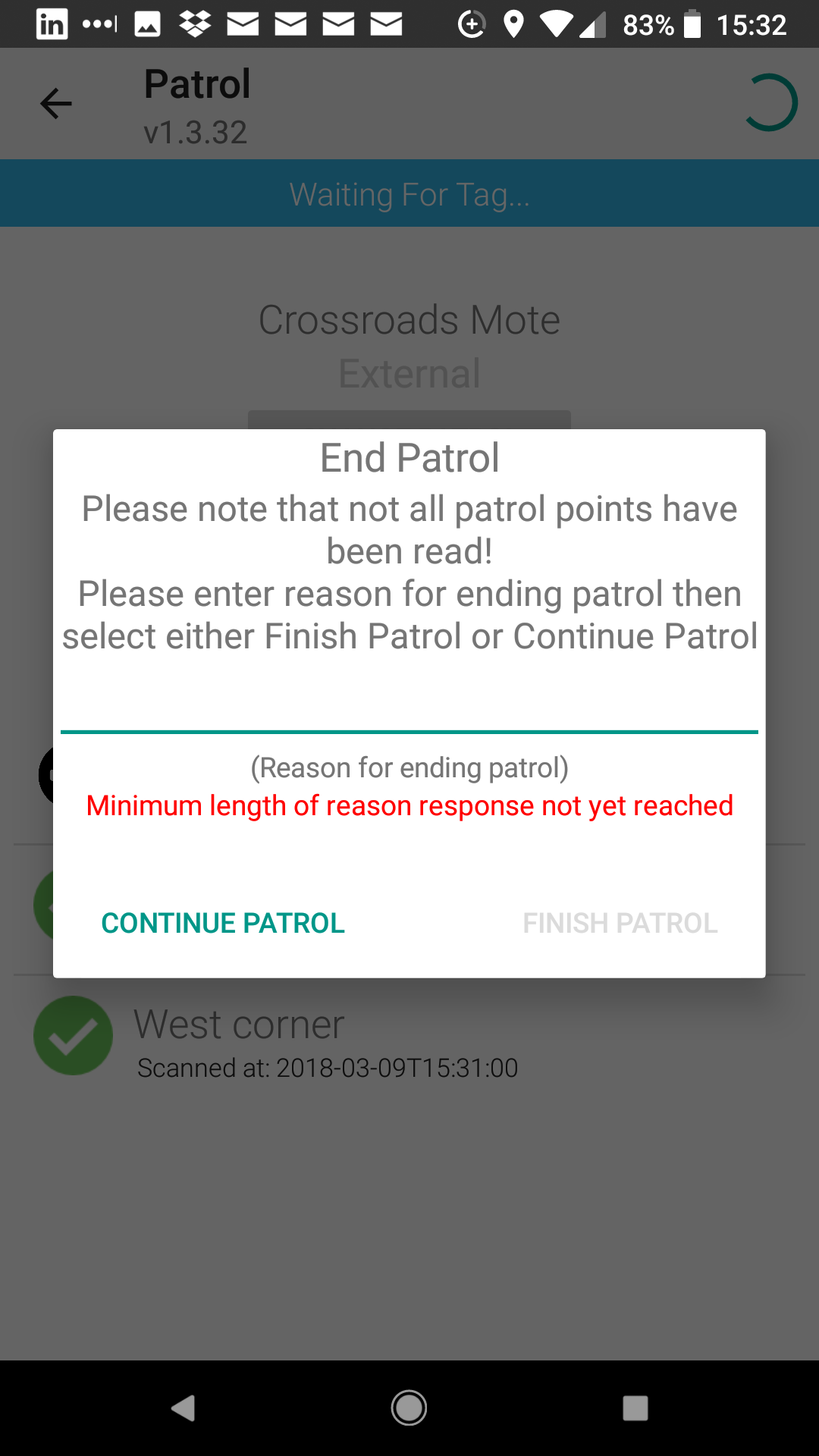 7 Patrol points not read