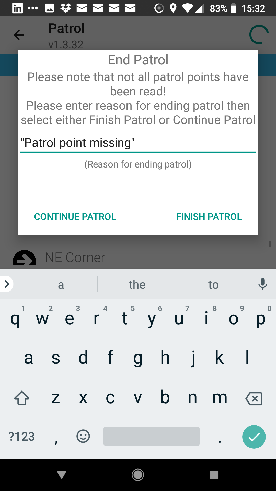 7a Reason for not reading a patrol point