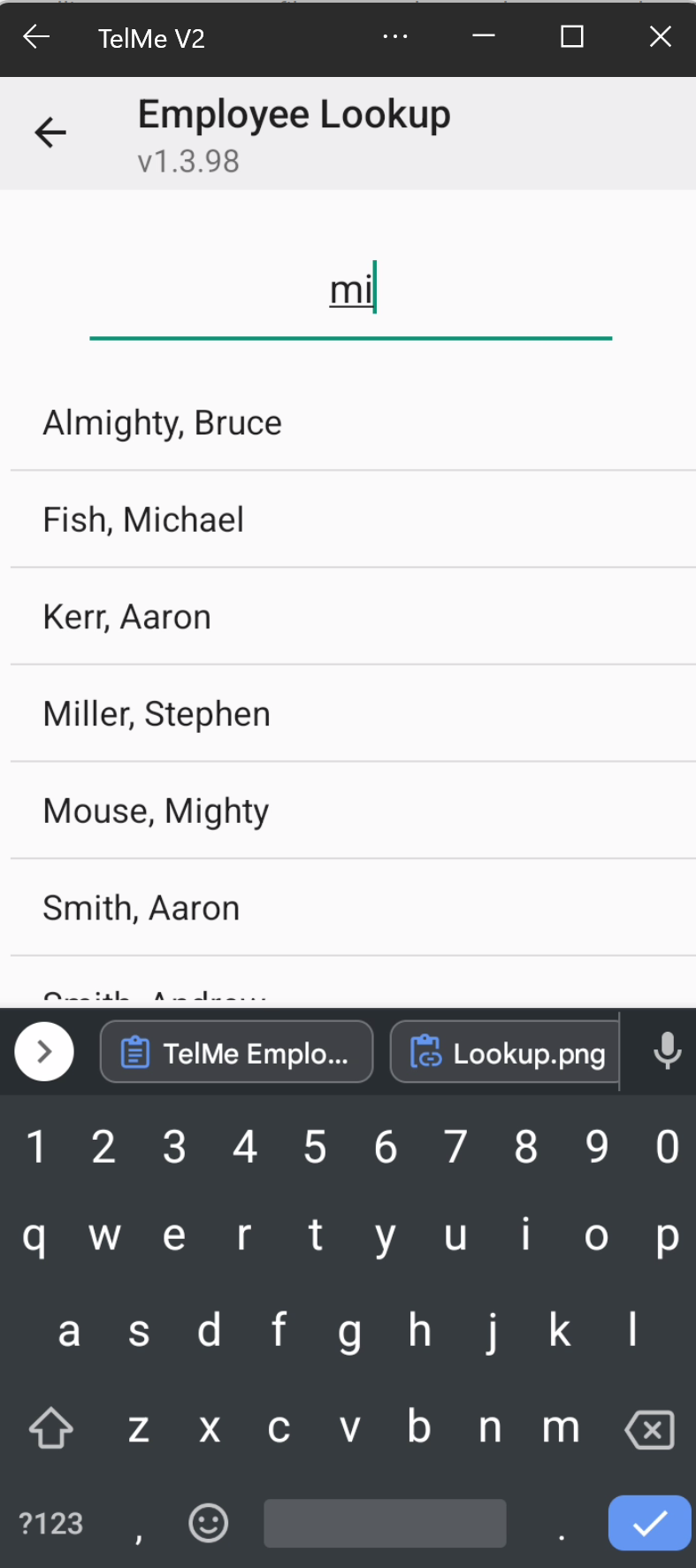 Employee Record Search Result